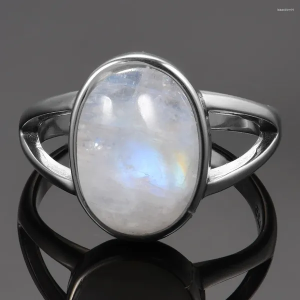 Cluster Ringe 925 Sterling Silber Ring Natürlicher Mondstein Schmuck Edelstein Vintage Für Frauen Männer Mädchen Geschenk Luxus