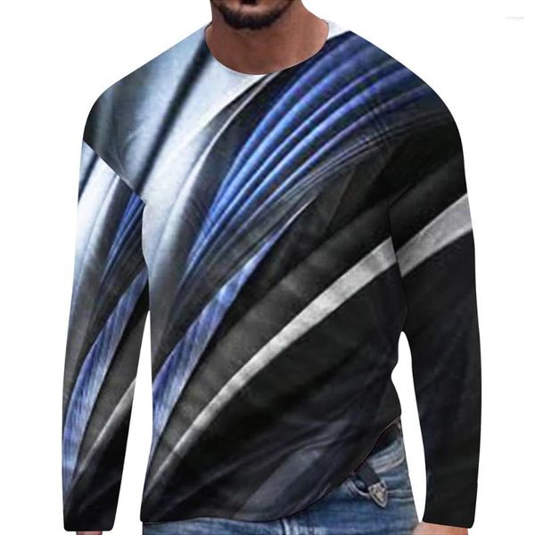 T-shirt da uomo T-shirt con stampa grafica di moda Manica lunga Girocollo Camicetta muscolare Pullover T-shirt Top Camicia Abbigliamento maschile