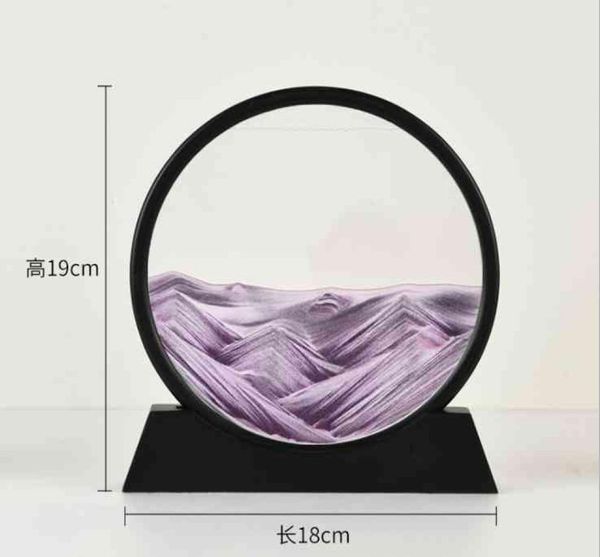 16 cm de areia em movimento Picture Frame Silver Glass redonda 3d Deep Sea Sandscape em Motion Display Floring Sand Frame H09226501347