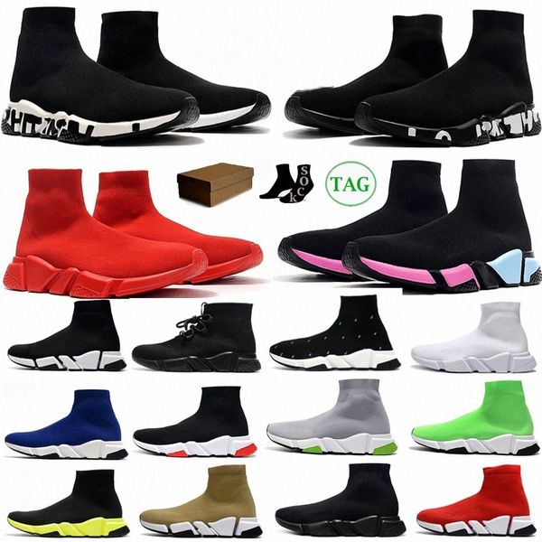 Designerschuhe Speed Trainer Socken Sneaker 2.0 Trainer Schwarz weiß klassisches grau rotes Beige hellgrau Strick lässig Frauen Herren F6As#