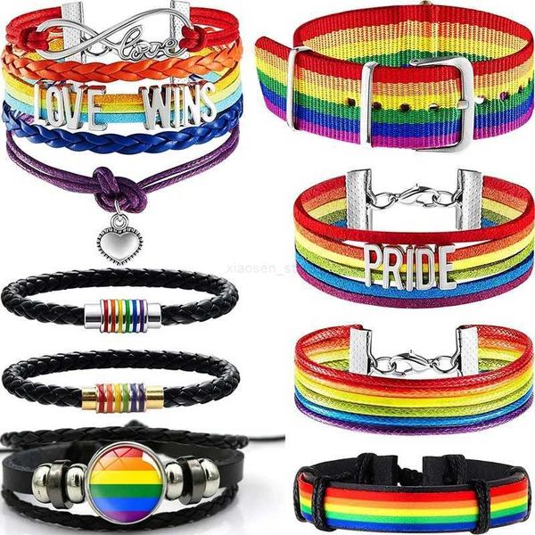 Casais LGBTQ Rainbow com contas de contas LGBT LGBT BRACELTE AJUSTÁVEL CORAÇÃO GANHA PRESTA DE PRIMEIRA DE VIRBA JOIXAS PRESENTELL2312221