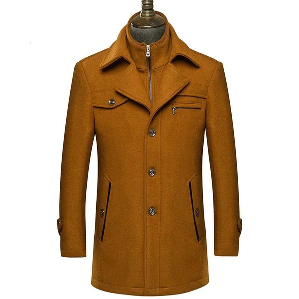 Homens Negócios Casual Misturas De Lã Inverno Longo Trench Coats Homens Cashmere Trench Coats Casacos De Inverno Casacos De Lã Misturas 4X 231220