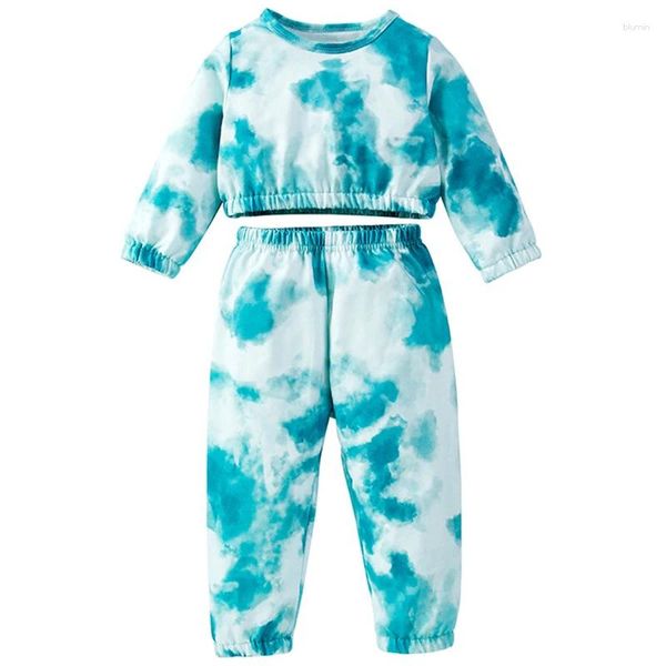 Set di abbigliamento a 2 pezzi Bambini primaverili da ragazza in pile casual pile a maniche lunghe pantaloni abita sportiva per bambini boutique bc1610