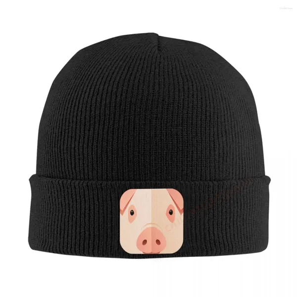 Berets Schwein Tierliebhaber Mütze Motorhaube Strickhüte Frauen Frauen cool Unisex erwachsener Winter warmer Kappe für Geschenk
