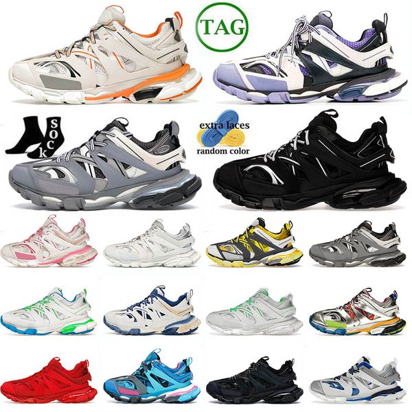 Faixas tênis tênis sapatos de vestido feminino faixas 3.0 marca paris tripla couro preto nylon plataforma estampada famosa treinadores esportes masculinos tênis femininos