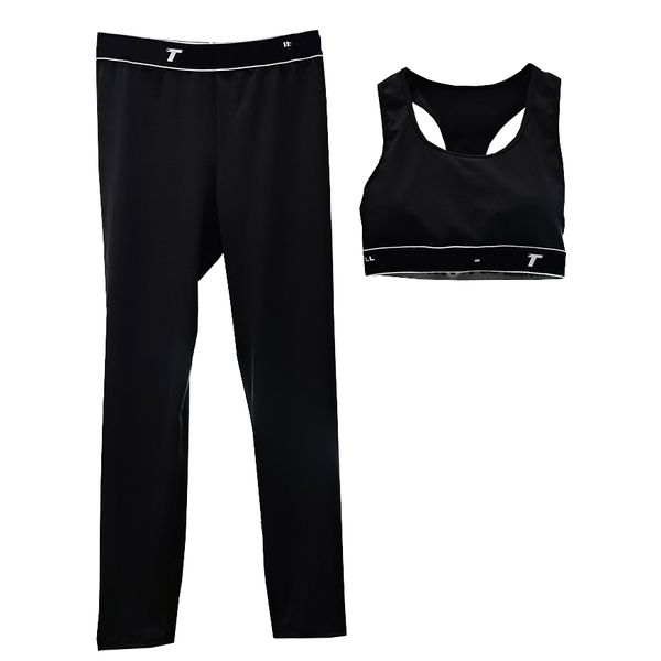 Designer Black Sport Outfit Women Women Summer Yoga Top Top Condects Pants Stampa pantaloni fitness pantaloni sexy imbottiti