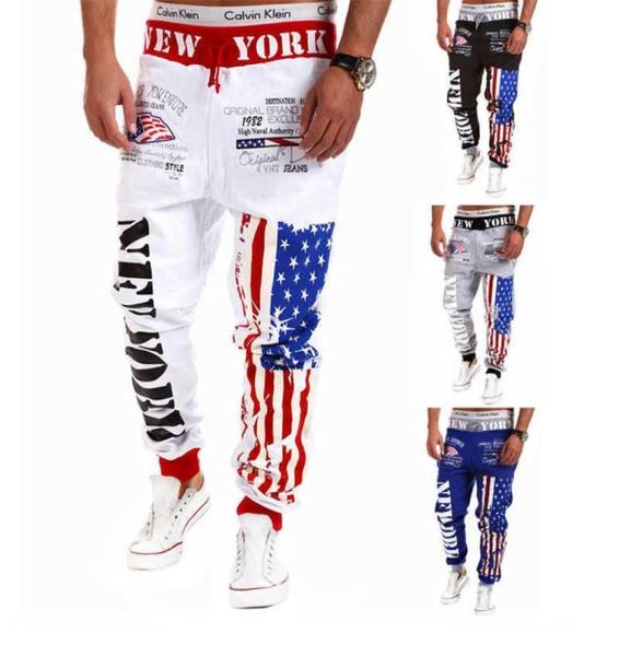 SWAGWHAT Pantaloni da jogging Hip Hop Uomo Pantaloni Harem stampati con bandiera Pantaloni sportivi da uomo Street wear Pantaloni casual da uomo M3XL Pantaloni da ballo X07214622381