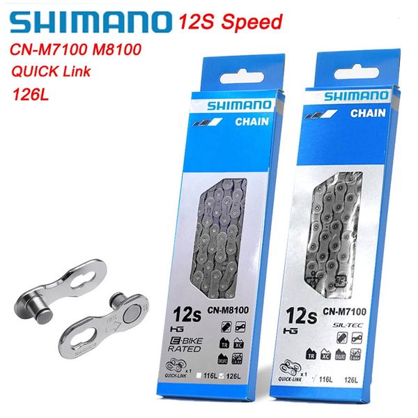 Shimano deroe 12 Speed ​​Bike Chain SLX XT CNM7100 M8100 12V ROAD MTB BICYCLE 126L com links rápidos 231221