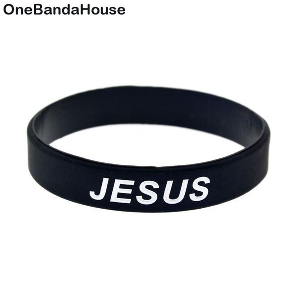 1 peça pulseira de borracha de silicone justa e amor cruz de jesus preto religioso fé presente sem gênero joias325j