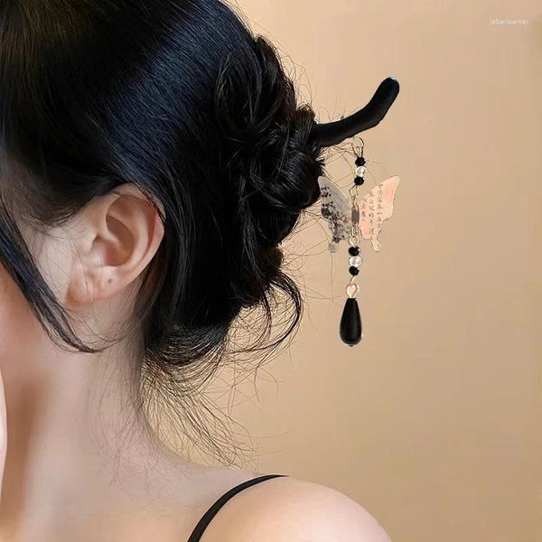 Haarspangen Morkopela Traditionelle Kalligraphie Schmetterling Pin Chinesischen Stil Quaste Haarnadel Stick Bankett Party Schmuck Für Frauen