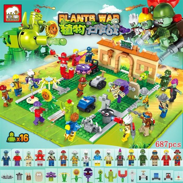 2020 neue PVZ Pflanzen Vs Zombies Geschlagen Spiel Spielzeug Aktion Spielzeug Figuren Bausteine Ziegel Brinquedos Spielzeug Für Kinder C11152210