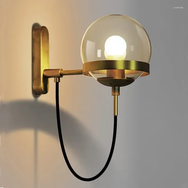 Lâmpada de parede moderna bola de vidro para sala de estar quarto loft nórdico luz de cabeceira industrial banheiro luminárias e27 espelho