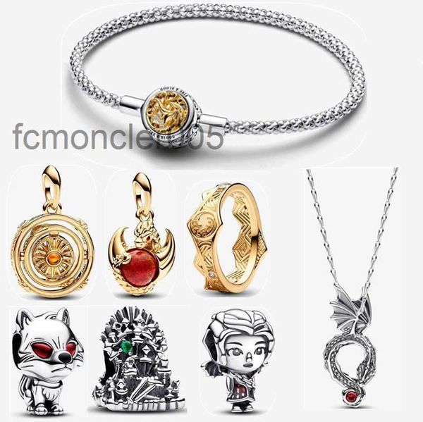 2023 Halloween New Designer Pulseiras para Mulheres Jóias DIY Fit Pandoras Pulseira Brinco Anel de Ouro Jogo Dragões Vidro Charme Colar Moda Presentes de Festa EZDH