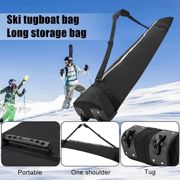 Сумка для транспортировки сноуборда с водонепроницаемыми колесами большой емкости, сумка для хранения зимнего лыжного снаряжения для уличного лыжного снаряжения 231220