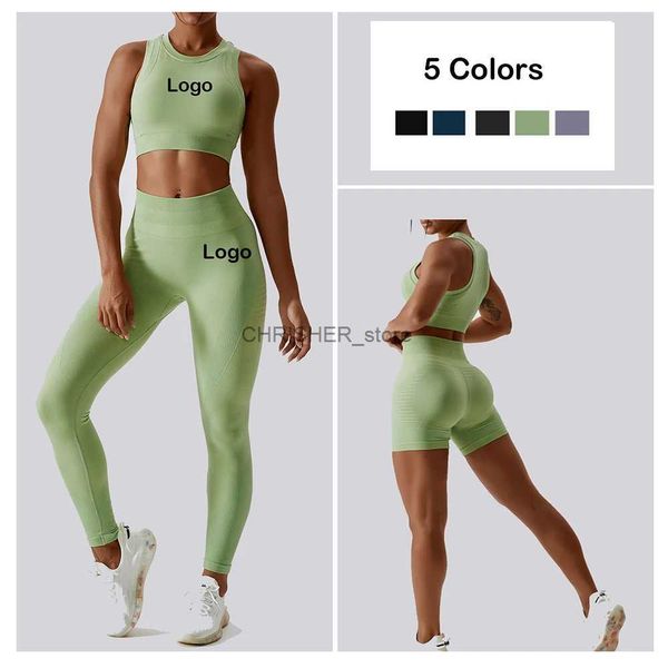 Yoga -Outfit Custom 2pcs Women Tracksuit Yoga Set Fitnessstudio BH Nahe Sport -Shorts Training Running Clothing Fitnessstudio Sportic Sport Suitl231221