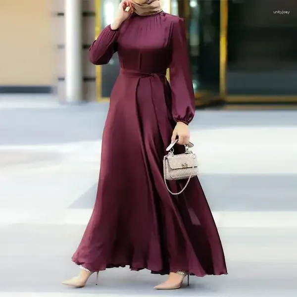 Этническая одежда Мусульманские платья макси для женщин Арабские простые свободные однотонные элегантные Дубай Турция Исламский темперамент Простые Абая