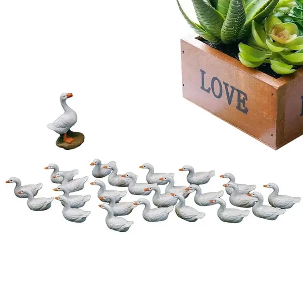 Decorações de jardim em miniatura, patos, mini estatuetas de pato, ornamentos de animais para decoração de casa de bonecas diy, decoração de fadas