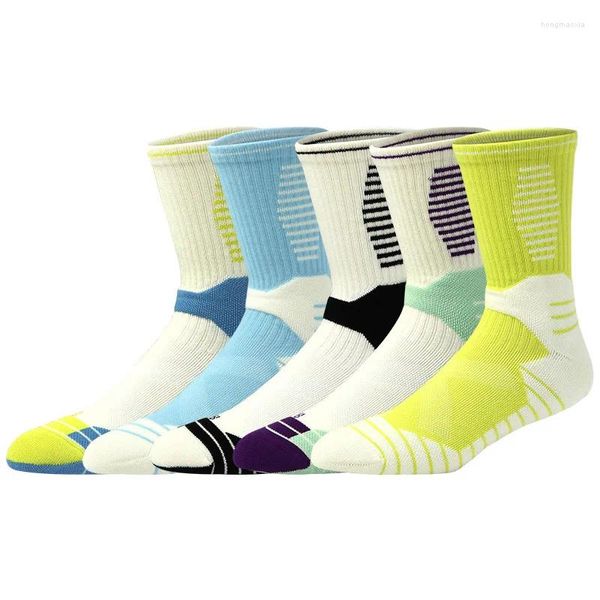 Herrensocken, 5 Paar, Baumwolle, gepolstert, Sport, für Studenten und Männer, Basketball