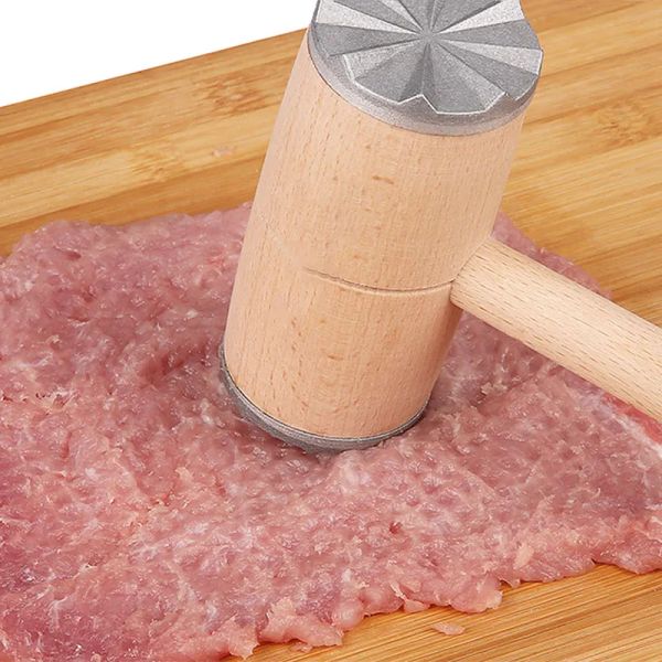 Terizer di carne in legno martello a doppio lato in alluminio bistecca di carne di carne di carne di maiale cucina cucina cucina martellini da cucina professionale VT1585 ZZ