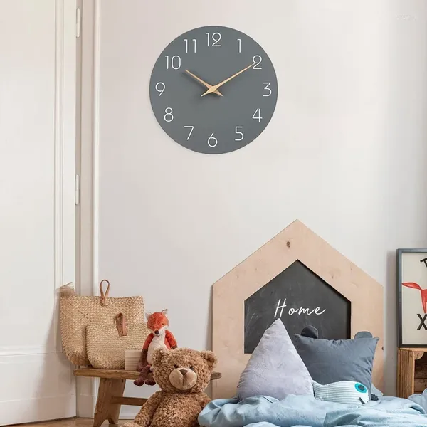 Relojes de pared Reloj silencioso que no hace tictac Funciona con pilas - Moderno, simple, decorativo de madera, fácil de usar