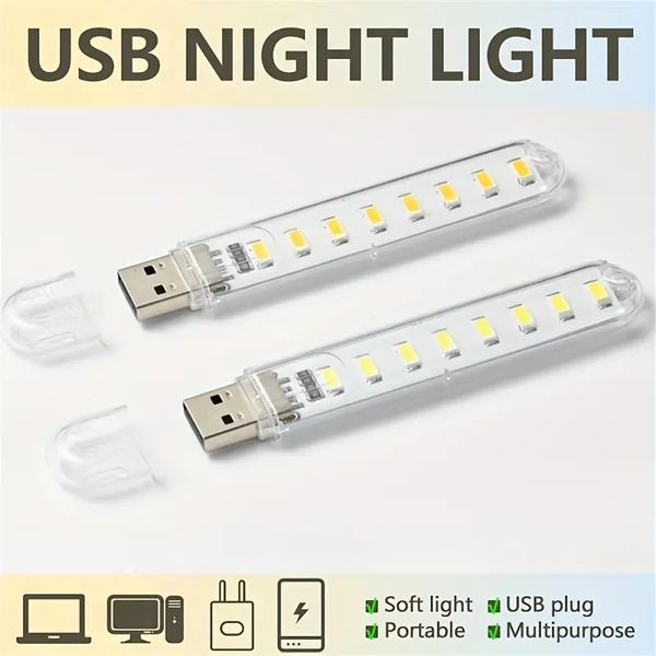 Luce notturna a LED 1pc, spina USB Mini libri Decorazioni per camera da letto Light da scrivania da lettura portatile per illuminazione da tastiera per laptop