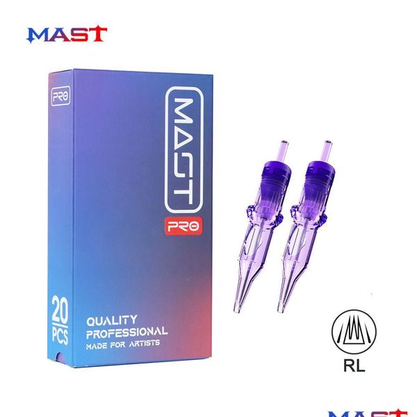 Иглы татуировки MAST Pro 20pcs RL Cartridge Permanter Makeup Hine Pen Одноразовая стерильная стерильная круглый лайнер Dragonhawk Drop Deliver Dhs3r