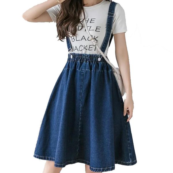 Jeans Nuova gonna di denim corta con cintura ad alta vita con cinturini 2023 Summer Jeans Skirt Aline Gonne in stile coreano Gonne complessive