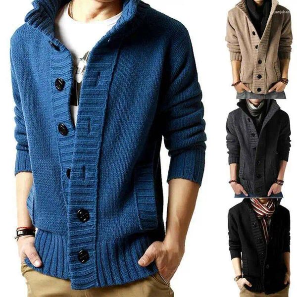 Мужские свитера, модный вязаный кардиган, свитер для мужчин, осенне-зимняя толстая куртка на пуговицах с пиратской пуговицей и длинным рукавом, пальто