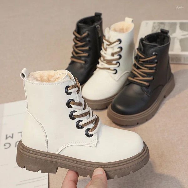 Botas para crianças doce princesa estilo britânico bonito primavera outono inverno pu crianças sapatos meninas