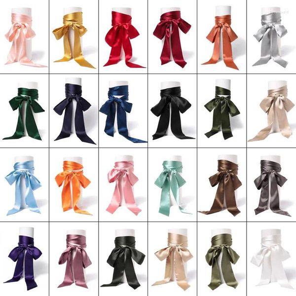 Cinture 24 colori Cintura in vera seta Donna Lunga giapponese Obi Cintura con lacci Nastro in raso da sposa Fascia per corsetto Sciarpa