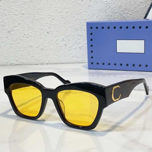Cats-Eye-Rahmen-Sonnenbrille GG1422S Designer-Damen-Sonnenbrille, graue Linse, glänzender schwarzer Acetat-Rahmen, Koteletten, modische Damen-Markenbrille mit Originalverpackung