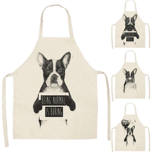 1pc 55x68cm in cotone in cotone bulldog ceneppronswinepronswinepronspronsplep pezzetto per cucina per cucina divertente grembiule per pulizia