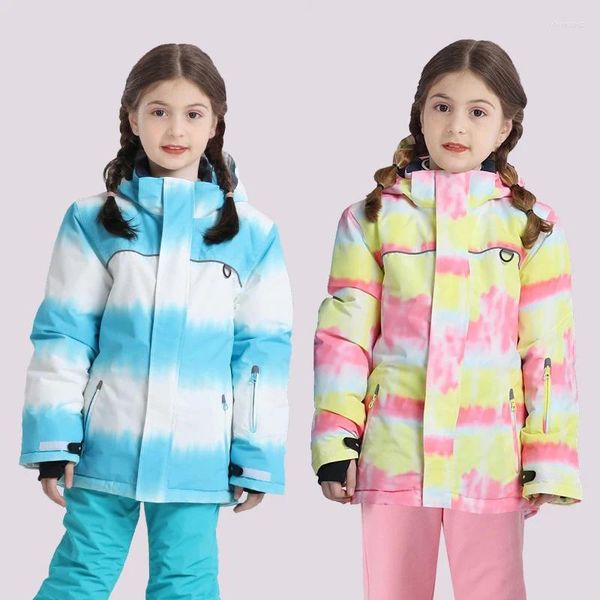 Sci Giubbotti 2023 Con Cappuccio Ragazze Sci In Pile Caldo Per Bambini Cappotto di Neve All'aperto Per Bambini Vestiti Da Snowboard Antivento Adolescente Tuta Sportiva