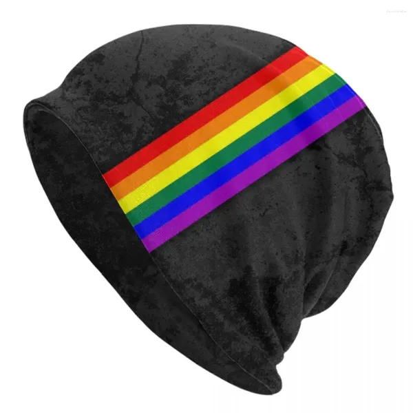 Berretti LGBTQ Pride Flag Stripe Bonnet Cappelli Street Knit Hat per donna Uomo Autunno Inverno caldo LGBT Gay Lesbian Skullies Berretti Berretti