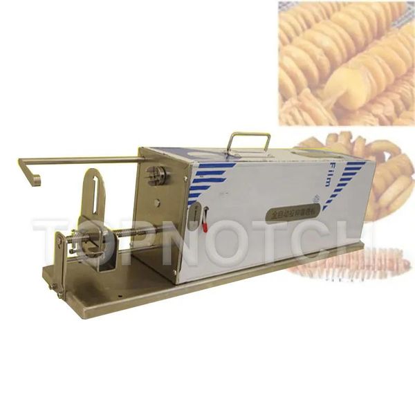 İşlemciler Frand Fry Cutter Patates Kulesi Yapım Makinesi Otomatik Spiral Cips Twisted Spud Slicer