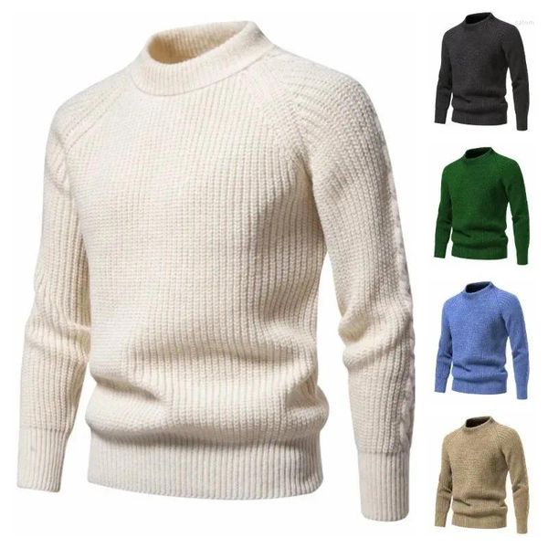 Suéteres masculinos Quatro estilos de pescoço redondo de inverno Multi-Color Slim e suéter quente de malha diária roupas casuais