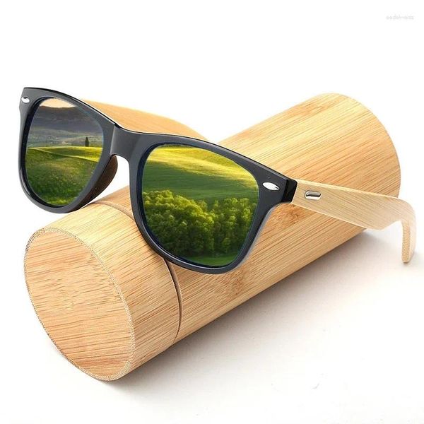 Sonnenbrille 2024 Holz Herren Ultraviolett Klassiker männlich Fahren UV400 Sportsgläser Brillen Brillen Holz Bambus Brillen mit Brillen