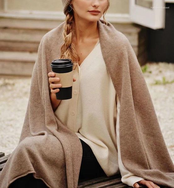 Lenços design lenço de malha de cashmere de cor sólida para mulheres e homens xale pashmina de tamanho grande Mantenha -se quente no inverno