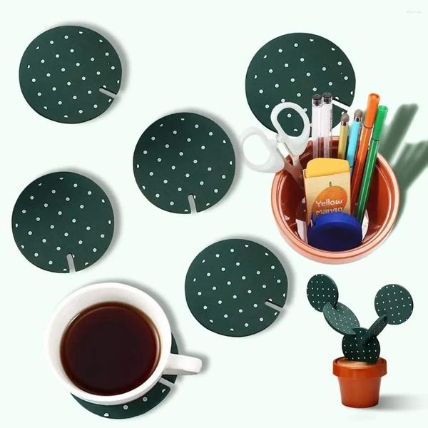 Tischsets, Untersetzer, Kaktus, 6-teiliges Set, DIY-Spaß mit Blumentopfhalter, Neuheit, Geschenk, Bar, Heimdekoration, Kaffeematte