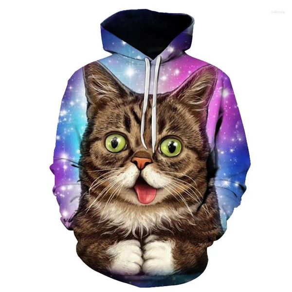 Erkek Hoodies Pet Cartoon Hoodie 3D Baskı ve Kadınlar Büyük Boy Hooded Sweatshirt Harajuku Gevşek Sevimli Hayvan Beyaz Sokak Külkü