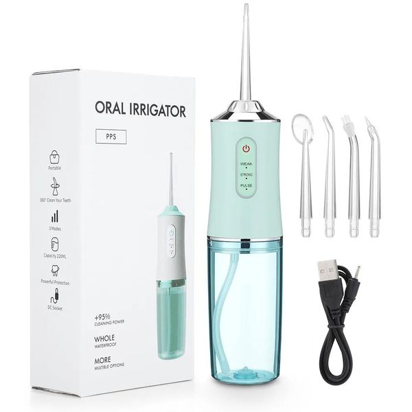 Organisation Oral Irrigator Tragbare Dental Wasser Flosser USB Aufladbare Wasser Jet Floss Zahn Pick 4 Jet Spitze 220 ml 3 modi Großhandel