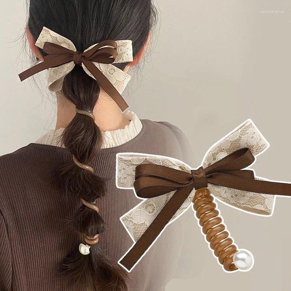 Acessórios de cabelo Elegante Temperamento Bow Tie Mulheres Strap Straight Phone Line Loop Braid High Horse Girls Headdress