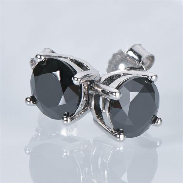 Stud IOGOU Orecchini a bottone neri per uomo Donna D Colore 6 5mm Orecchini con diamanti solitari Solidi gioielli in argento sterling 925 230208296b