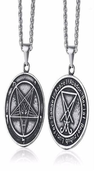 Sortierter Stil Satanischer Schmuck Lucifer Pentagramm Baphomet Amulett Ziege Satan Wicca Satanismus Halskette Edelstahl 28233867425