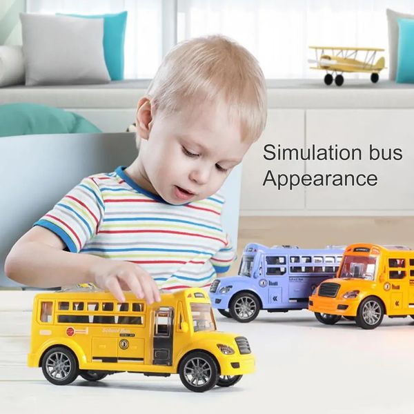 Big Size Children Simulation School Bus Toy Modelo de inércia musical Veículos de carro puxam para trás com sons e luzes Brinquedos de meninos 231221