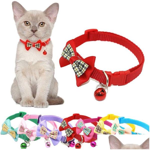 Collari per cani Guinzagli Mticolor Cani carini Cat Bell Collari di posizionamento Teddy Bomeg Cartoon Bow Bowknot Collare con fibbia regolabile Guinzagli N Dh3Wp