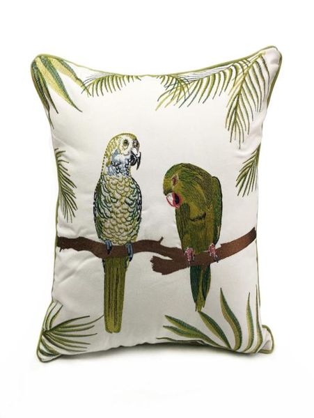 Deluxe bordado papagaio de planta travesseiro capa de almofada capa de almofada capa de tela em casa travesseiro decorativo 18x18quot SEL3659128