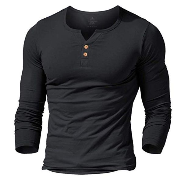 MUSCLE ALIVE men039s henley camiseta justa vestido manga camisa para homens camisas justas de algodão casual musculação fitness tshirt6747047