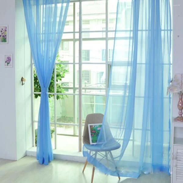 Vorhang Feste Farbe Tüll Vorhänge schiere Schlafzimmer Home Hochzeitdekoration Transparentes Glasgarn Fenster -Screening Voile