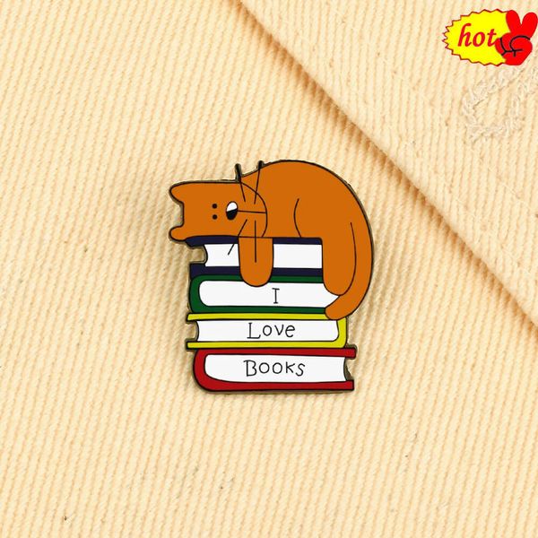 Leuke Cartoon Hond Emaille Pin i Love Boeken Broches Kinderen Rugzak Hoed Jas Revers Pin Badge Sieraden Gift Accessoire Cadeau voor Vriend